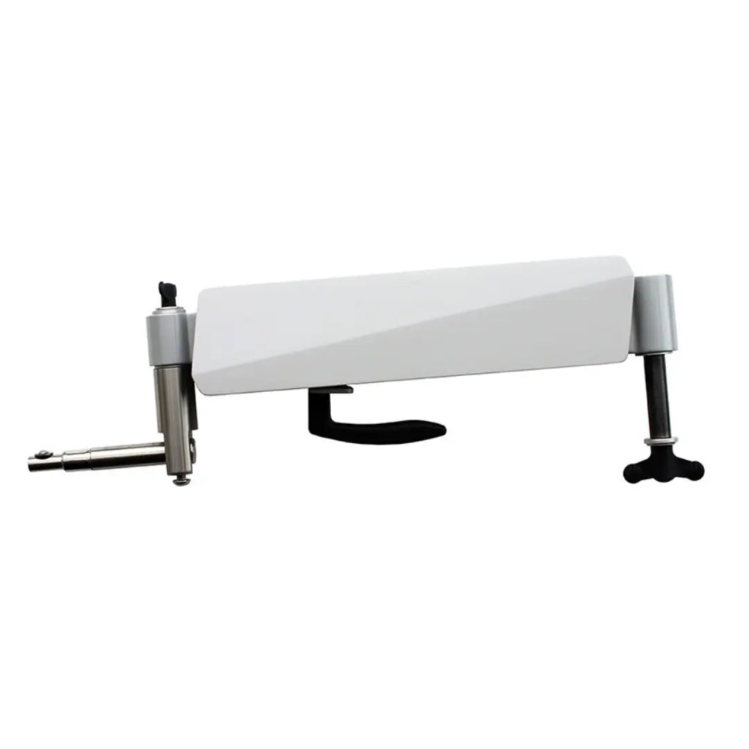 A Rodenstock Phorpter Arm balance device, predominantly white in color with black and silver accents.