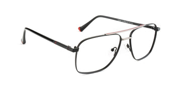 Maxima Men Matte Black Square Metal Glasses