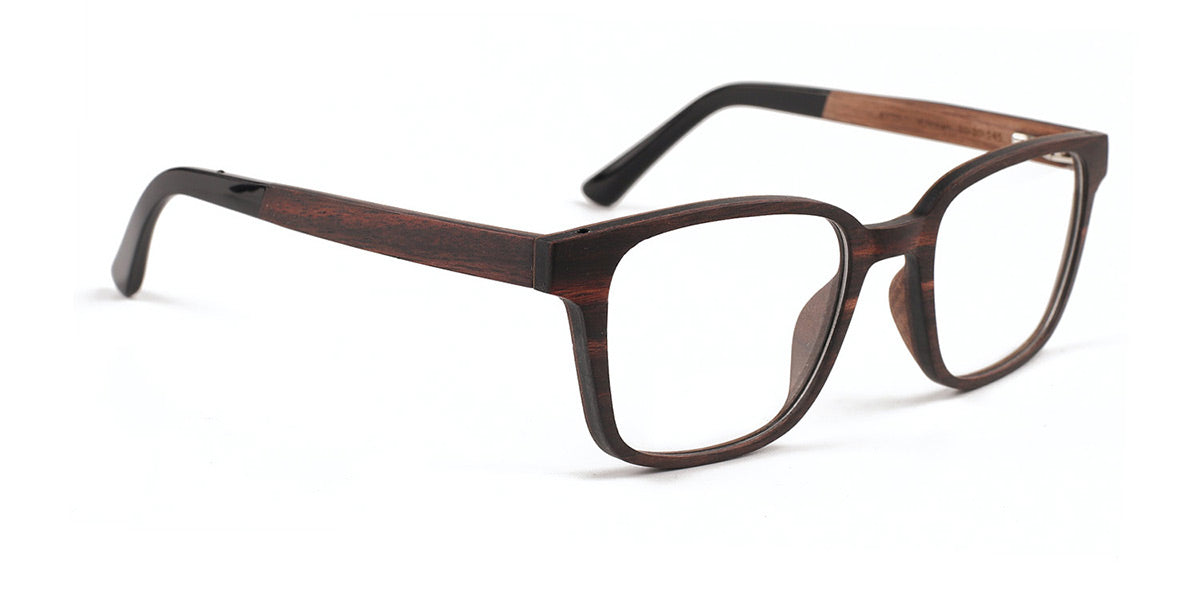 Maxima Matte Brown Wood Square Reading Glasses