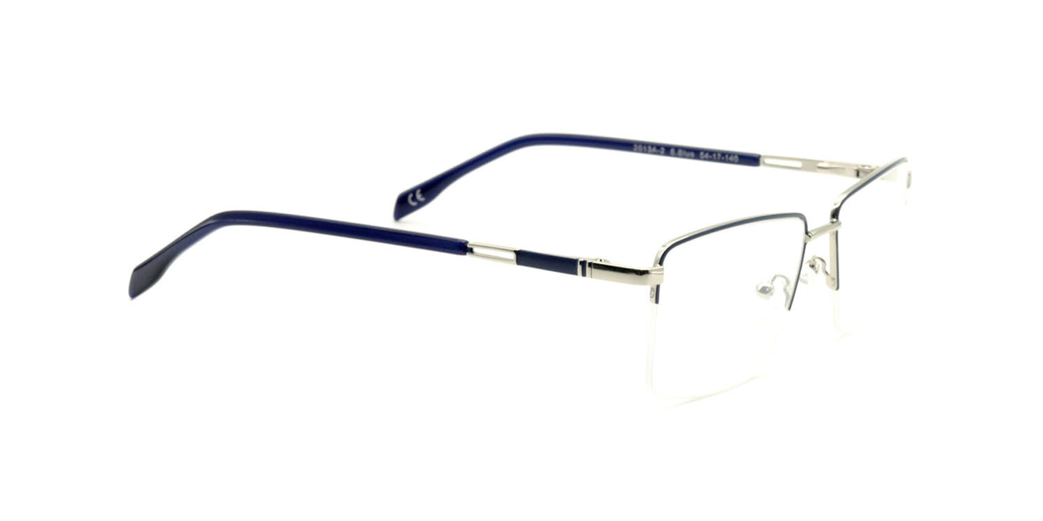 Maxima Men Shiny Blue Square Metal Glasses