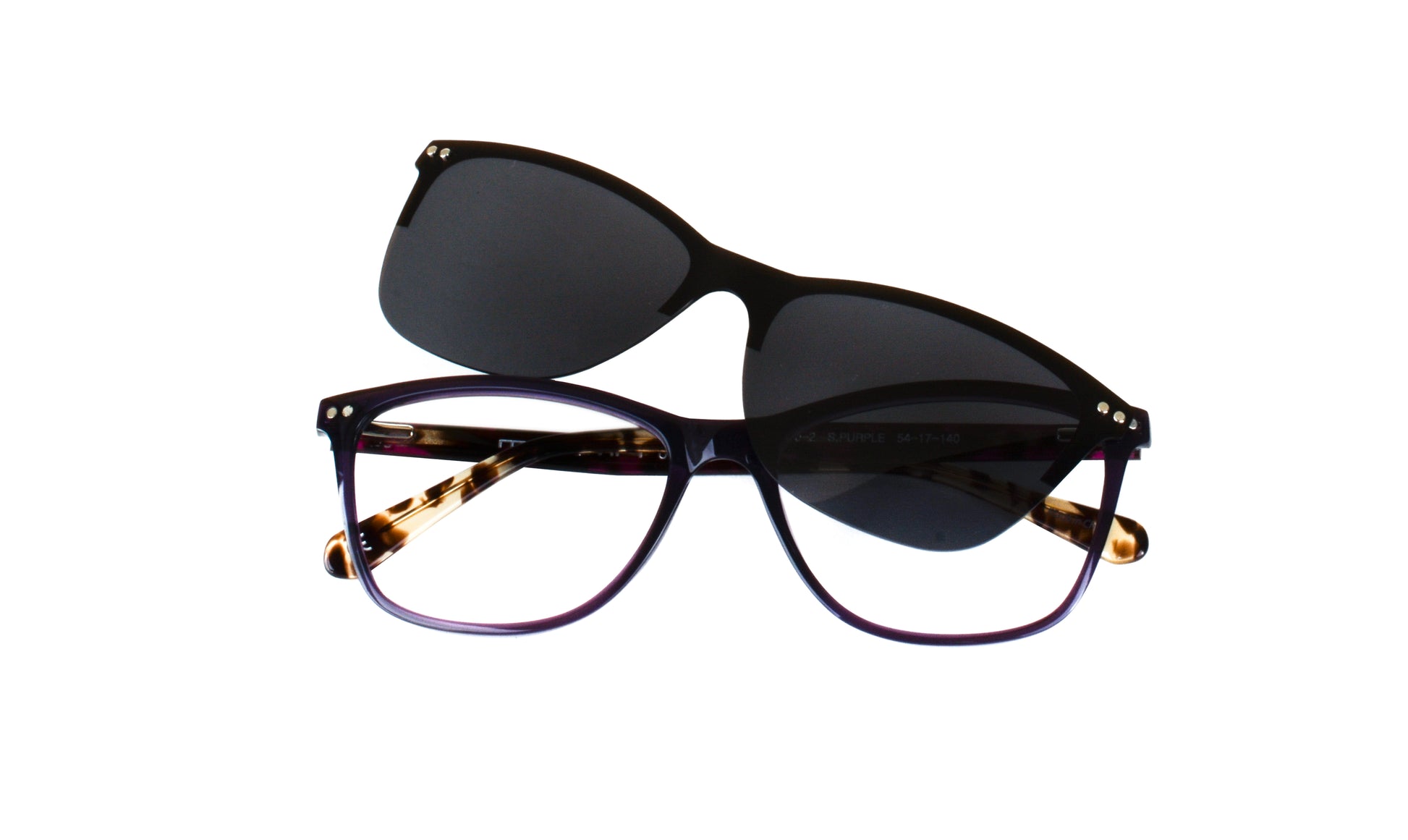 CLIP ON SUNGLASSES ON A WHITE BACKGROUND