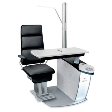 Rodenstock PRO 500 Refraction Unit with chair SC 300 on a white background