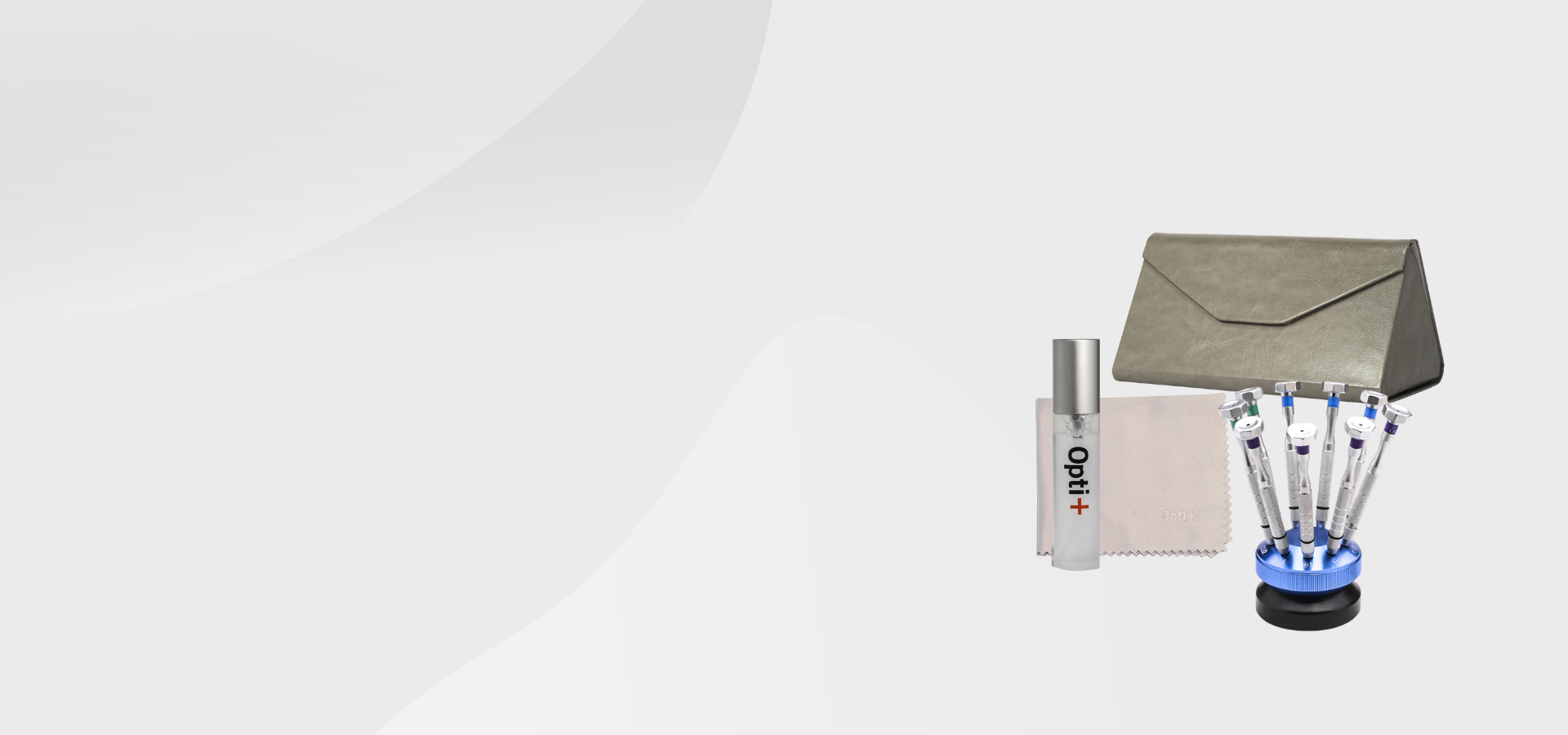 optical accessories on a white background