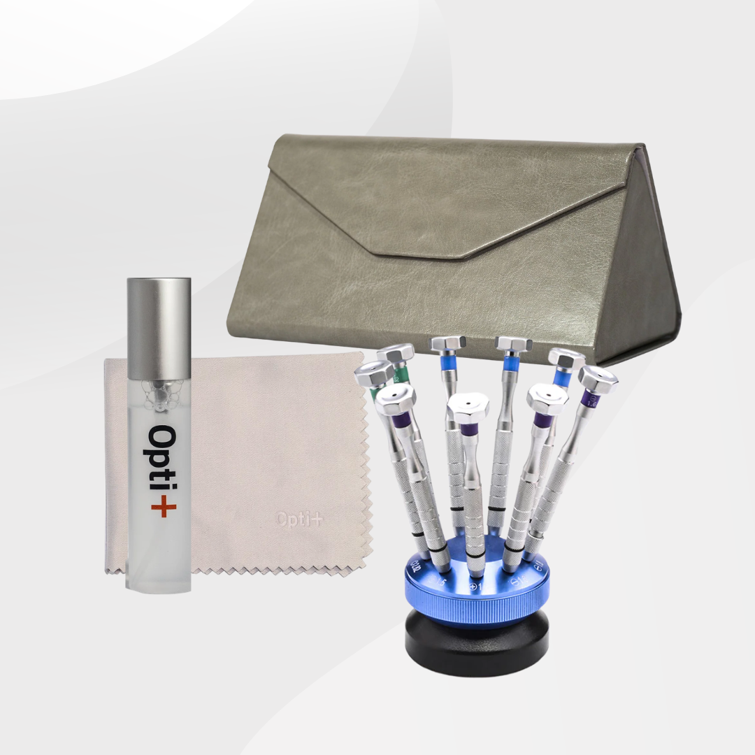 optical accessories on a white background