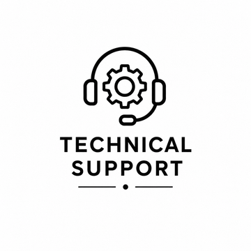Technical support icon with headset and gear on a white background